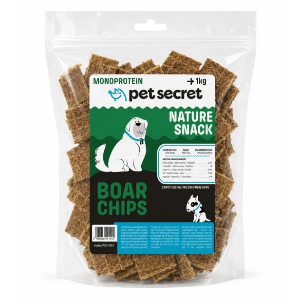 Pet Secret Nature Snack – Chipsy z dzika 1 kg – naturalny przysmak dla psa w opakowaniu
