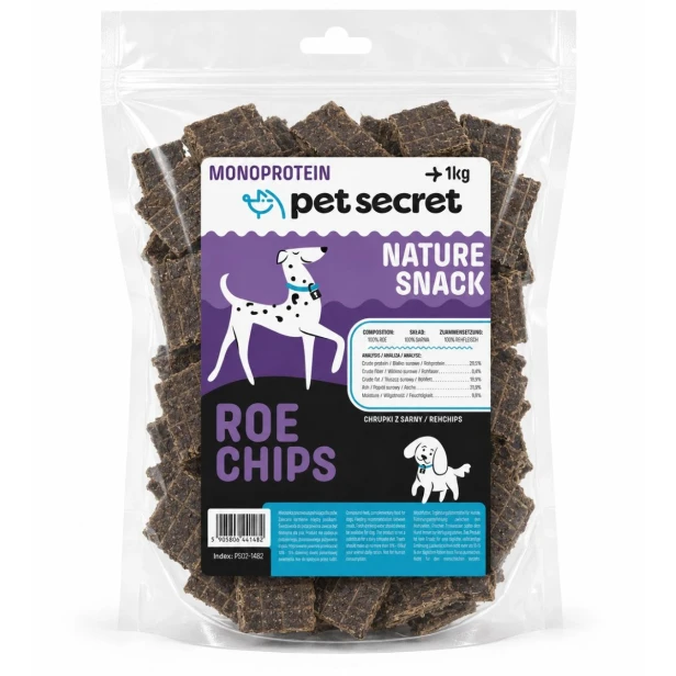 Pet Secret Nature Snack – Chipsy z sarny 1 kg – naturalny przysmak dla psa w opakowaniu