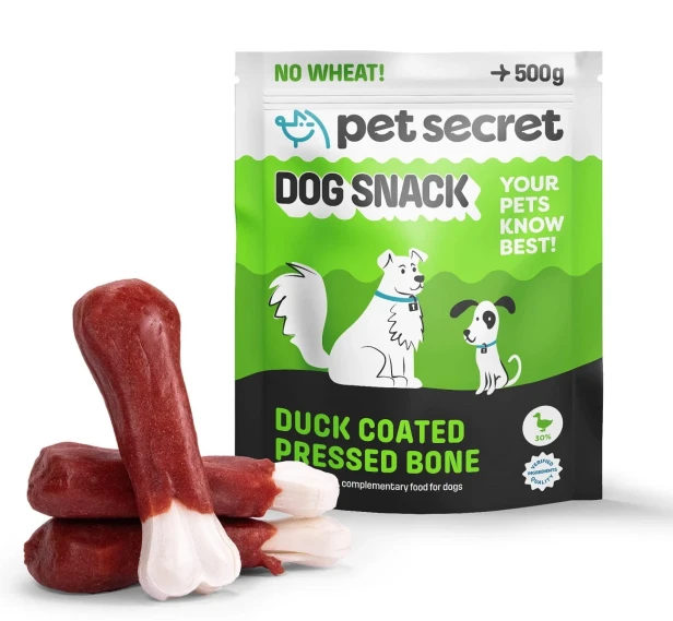Opakowanie Kości prasowanej białej z kaczką 500g Pet Secret – naturalny przysmak dla psa