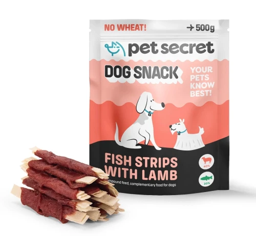Opakowanie Paluszków rybnych z jagnięciną 500g Pet Secret – naturalny przysmak dla psa