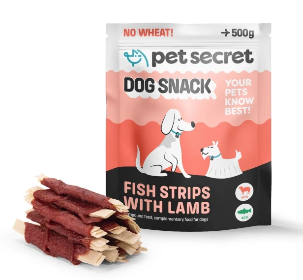 Opakowanie Paluszków rybnych z jagnięciną 500g Pet Secret – naturalny przysmak dla psa