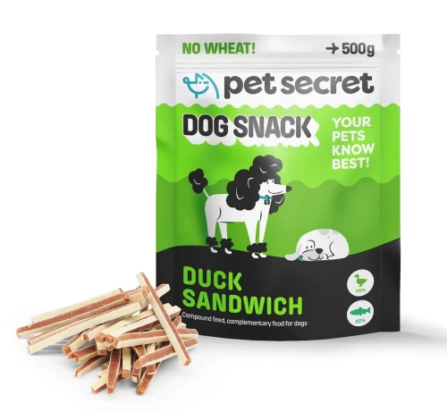 Opakowanie Pasków z kaczką 500g Pet Secret – naturalny przysmak dla psa
