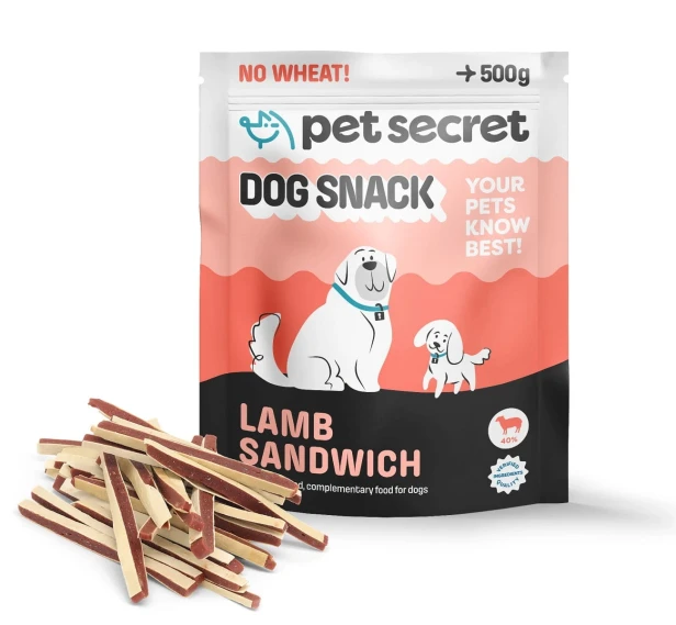 Opakowanie Pasków z jagnięciną 500g Pet Secret – naturalny przysmak dla psa