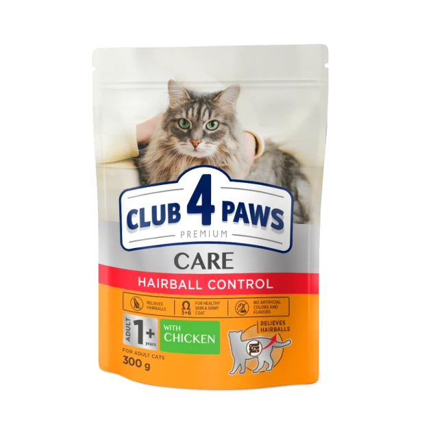 Sucha karma dla kotów z efektem eliminacji kul włosowych z kurczakiem 300g Club 4 Paws Premium