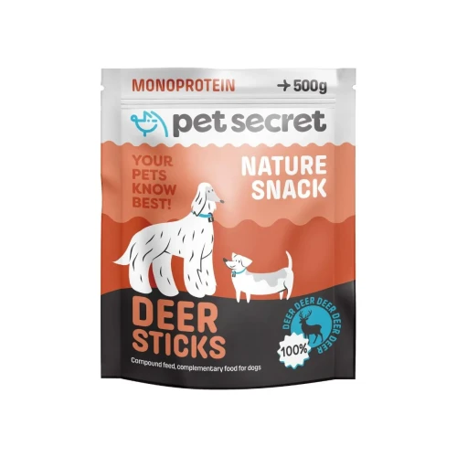 Opakowanie naturalnego przysmaku- Pet Secret Nature Snack – Deer Sticks 500 g