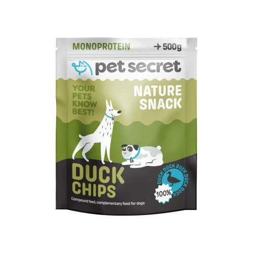 Opakowanie naturalnego przysmaku- Pet Secret Nature Snack – Duck Chips 500 g